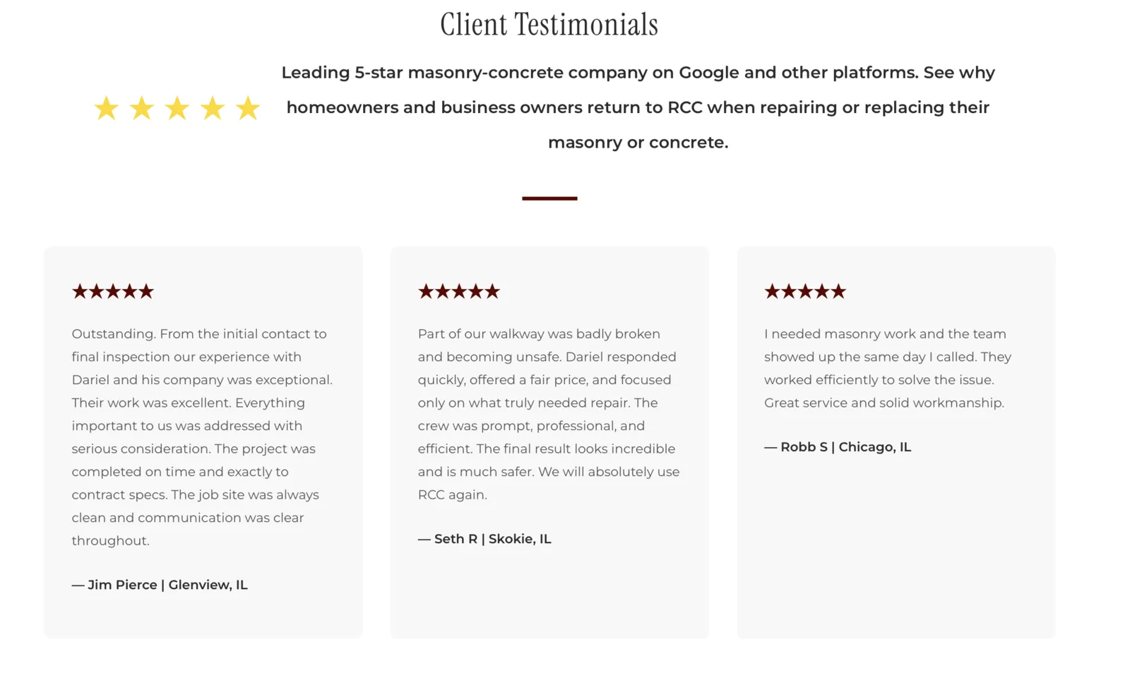 5 star client reviews