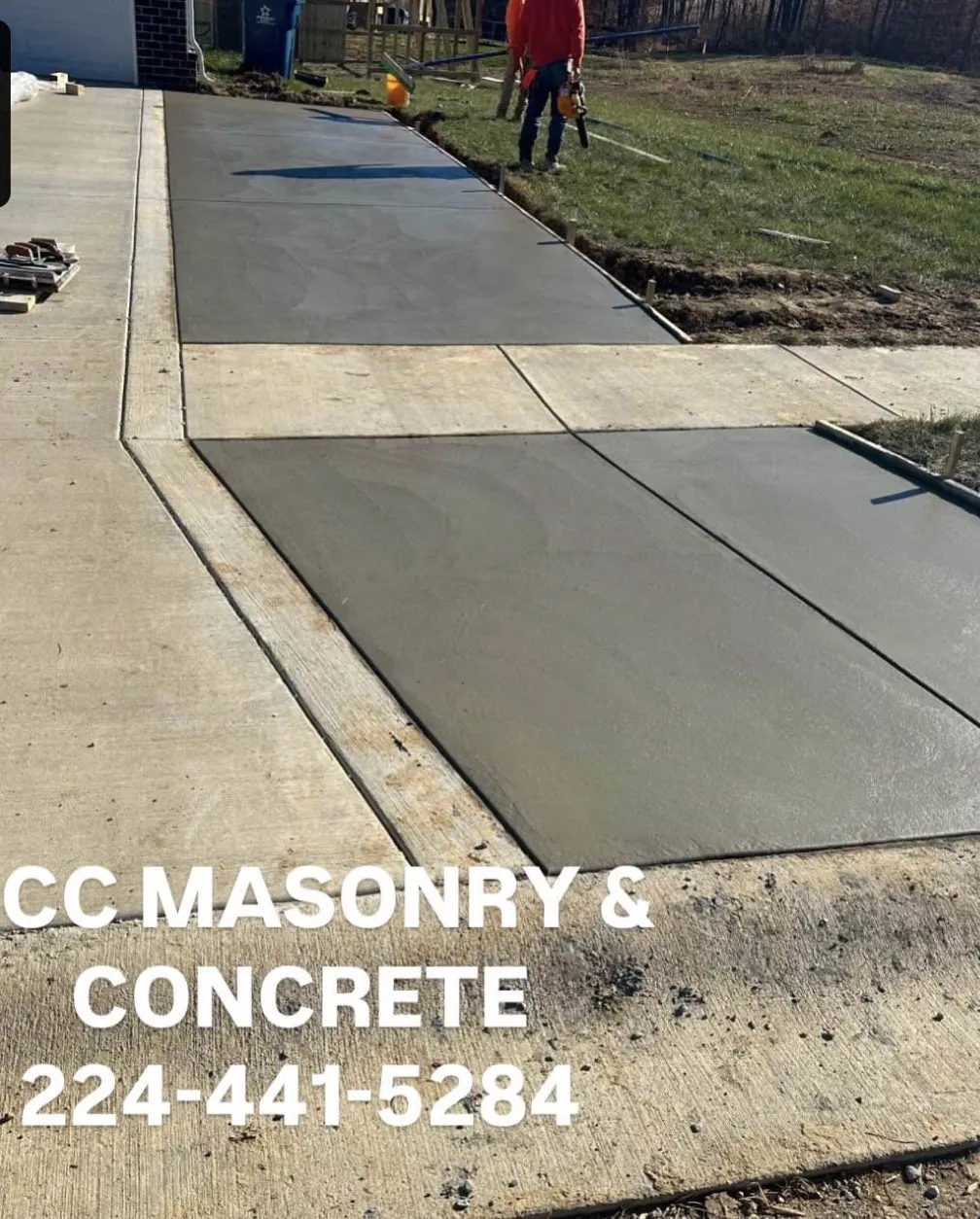 Concrete driveway pour with forms and rebar in Crystal Lake IL