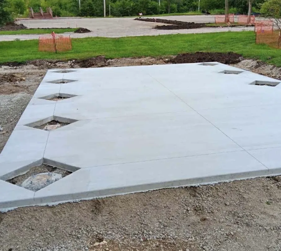 Garage floor concrete installation with control joints in McHenry IL