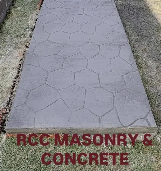 Stamped concrete driveway with stone impression in Barrington IL