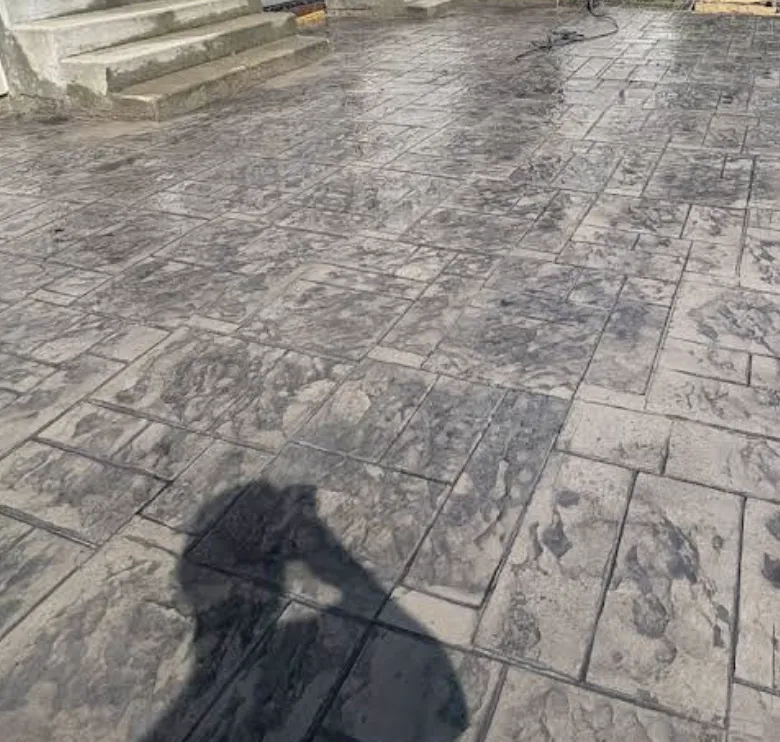 Large stamped concrete patio for outdoor living in Wauconda IL