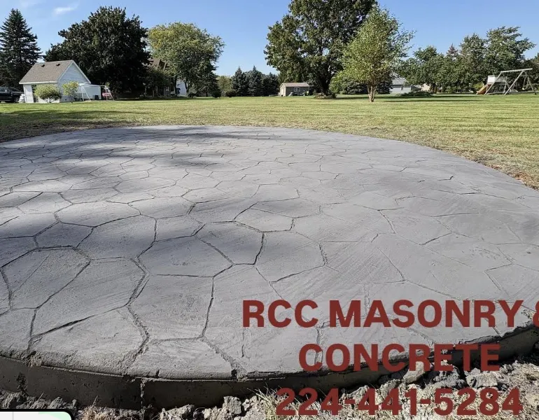 Decorative stamped concrete with natural stone texture in Barrington IL