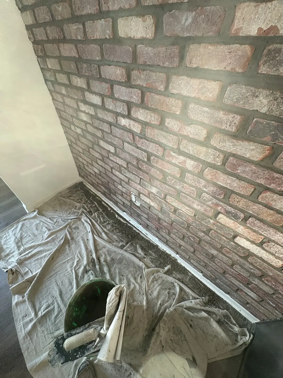 Close-up of professional brick veneer installation in Lake County IL