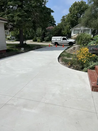 Two-car concrete driveway with control joints in Huntley IL
